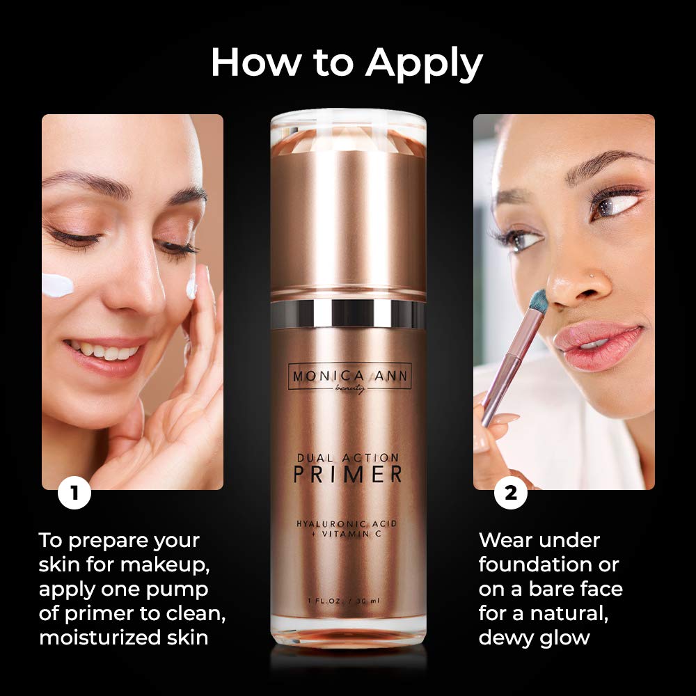 Monica Ann Beauty Vitamin C infused primer highlights brighter complexion and smaller-looking pores