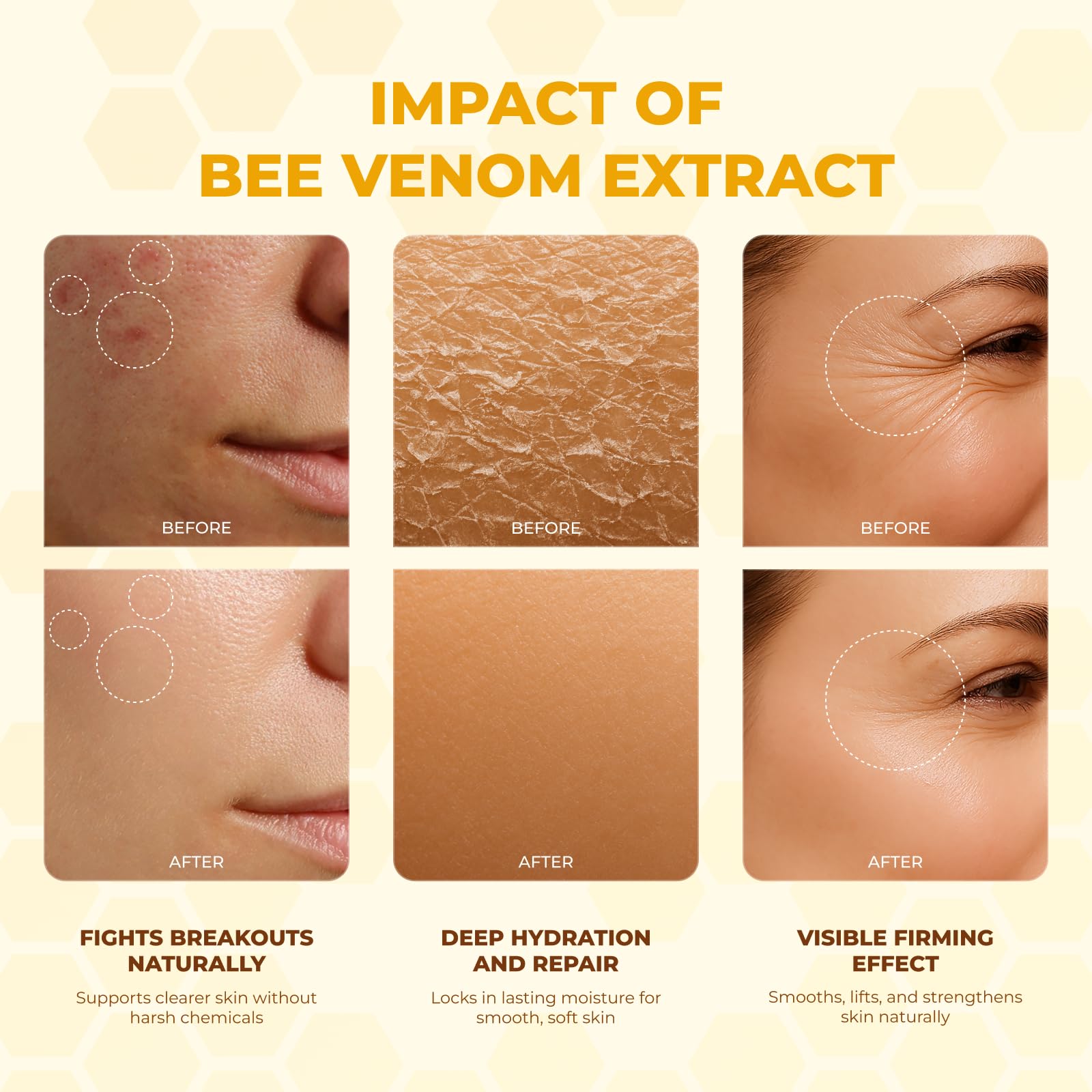 MONIER Bee Venom Cream close-up on skin showing a smooth, glowing finish.