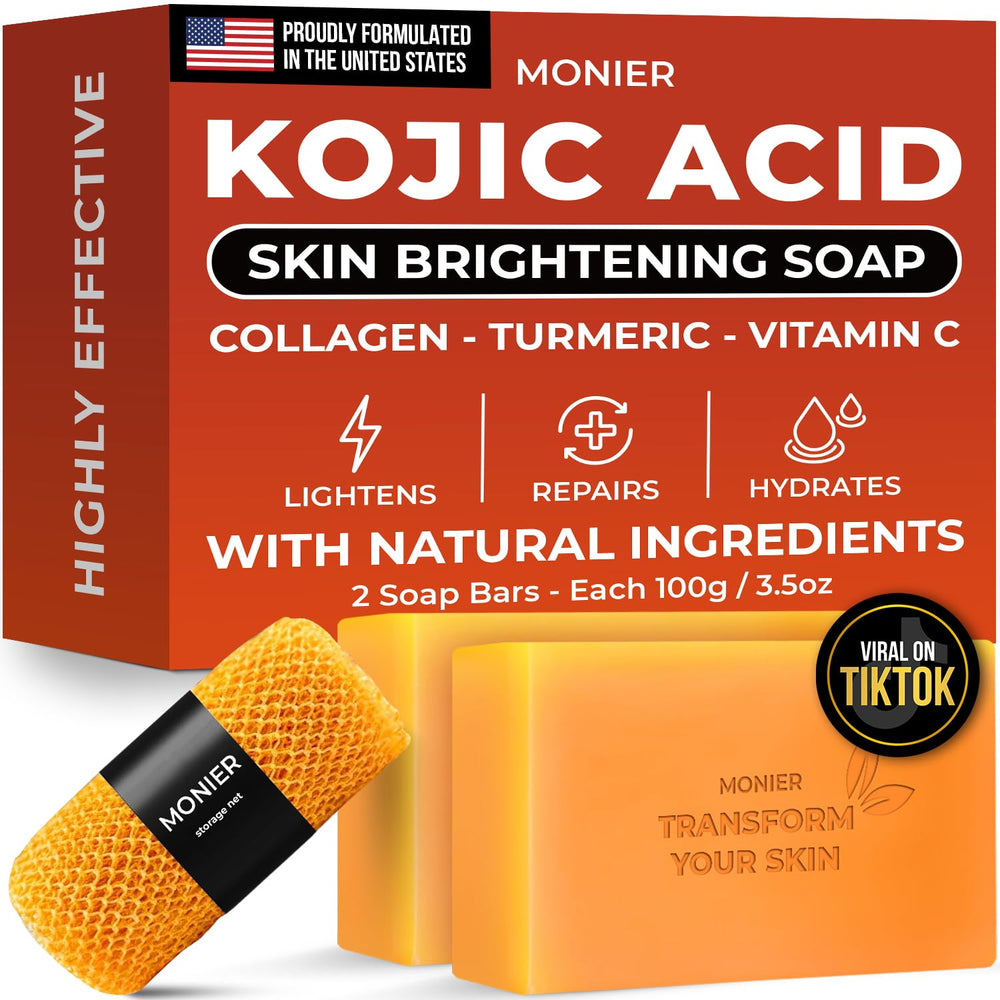 MONIER Kojic Acid Soap original japanese complex face-application for even-toned, radiant skin.