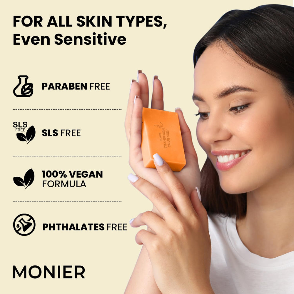 MONIER Kojic Acid Soap suitable for underarms, neck, and body cleansing.