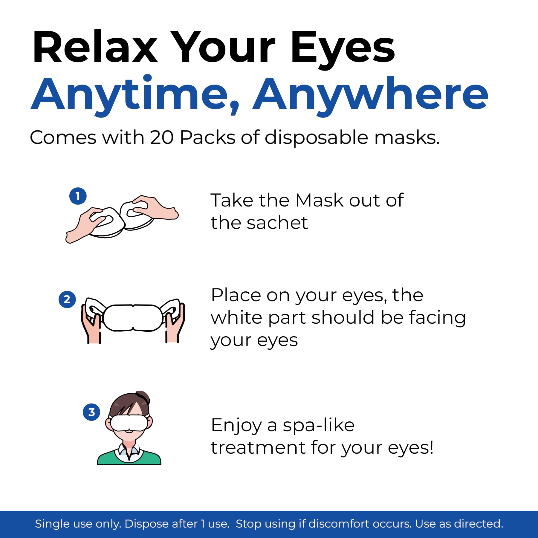 MONIER steam eye mask ear loops provide comfortable, universal fit.