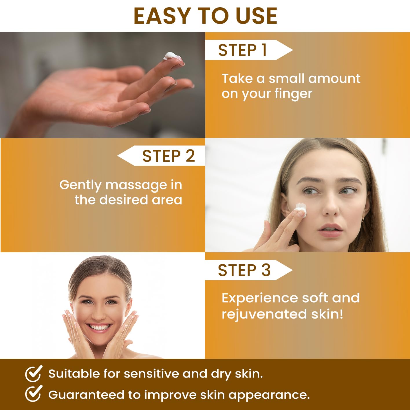 MONIER product on dry skin during application shows suitability for sensitive skin