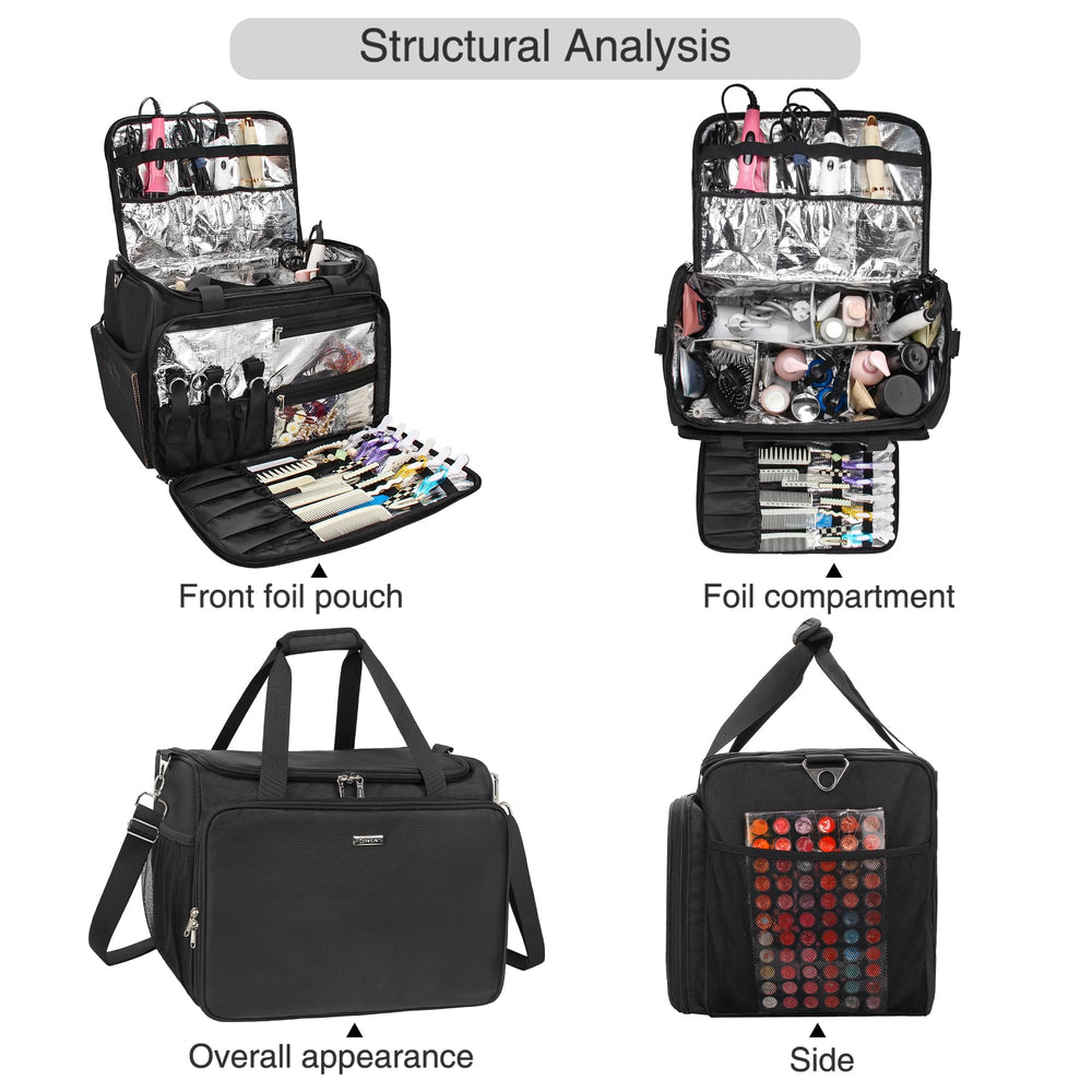 MONSTINA bag interior layout shows organized pockets for scissors and clips