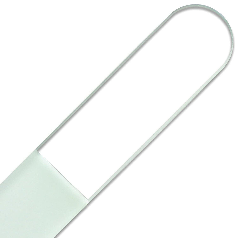 Mont Bleu glass nail file at 195mm length enabling comfortable, full-hand control.