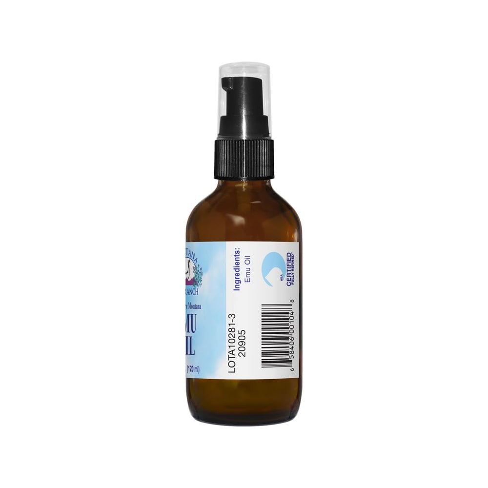 Montana Emu Ranch single-batch emu oil lab-test label ensures purity.