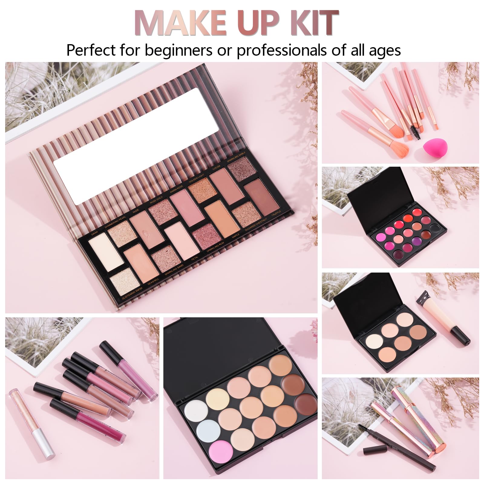 Moobirlet makeup kit eyeshadow palette provides rich color payoff for versatile looks.