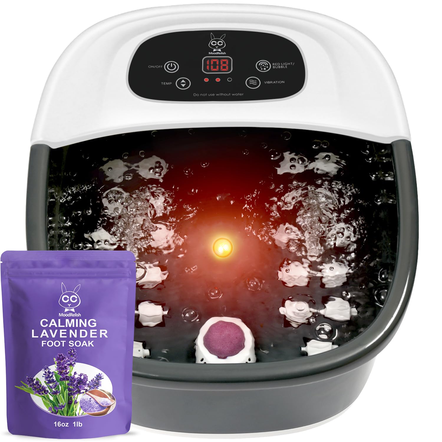 MoodRelish foot spa heat-bubbles in action delivering a relaxing warm soak.