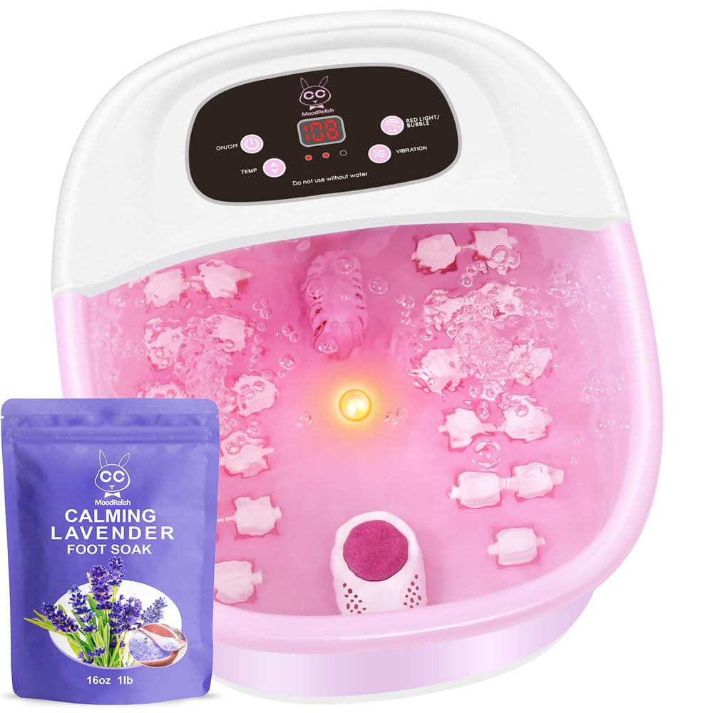 MoodRelish medicine box and pumice stone unlock at-home spa care.