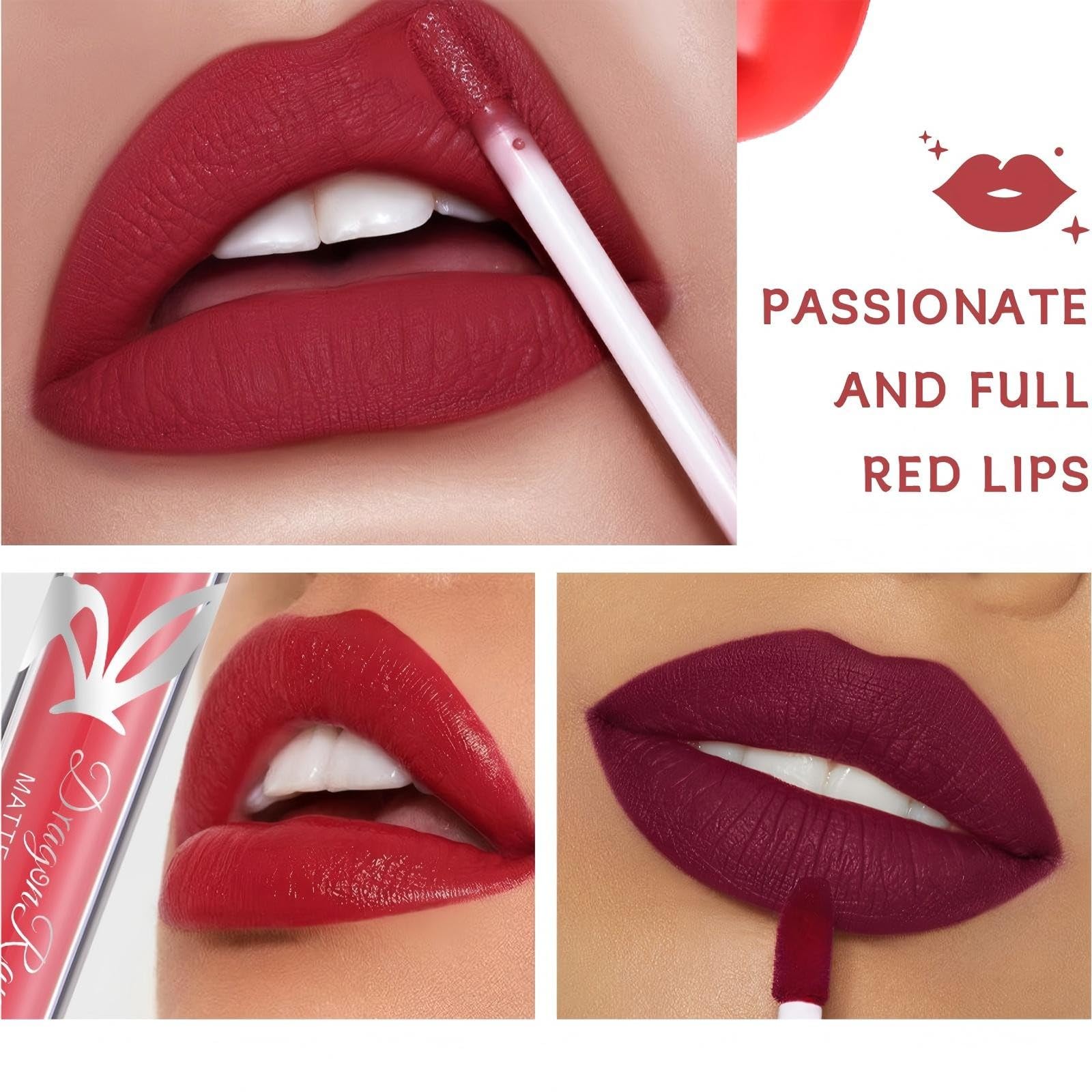 MooGlamor swatches on lips reveal bold red tones with vibrant, flattering finish.