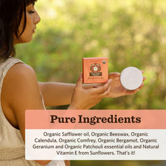 Moon Valley Organics Moon Melt Bar Beeswax Seal emphasizes long-lasting moisture.