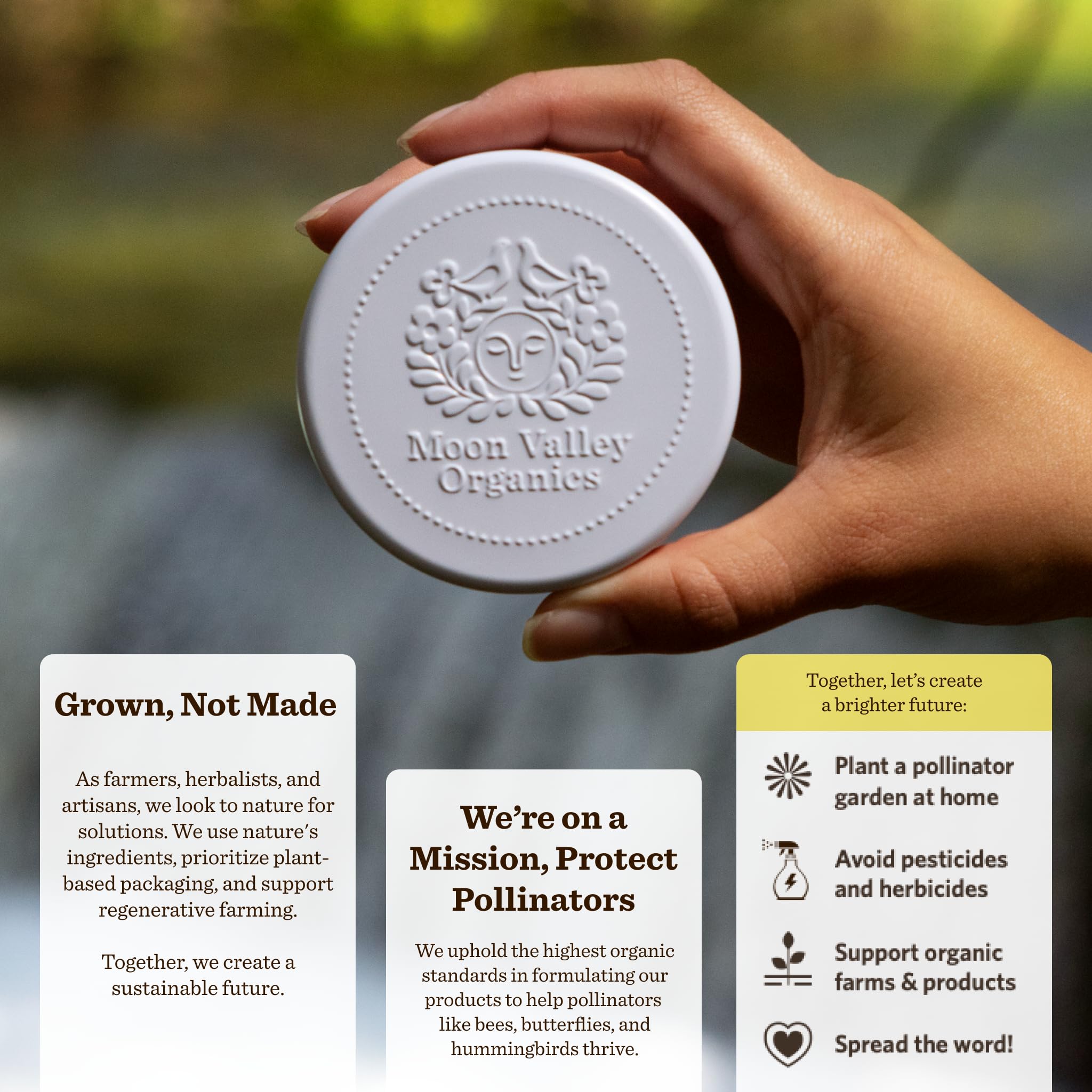 Moon Valley Organics Moon Melt Bar lemon-vanilla scent plus soothing application