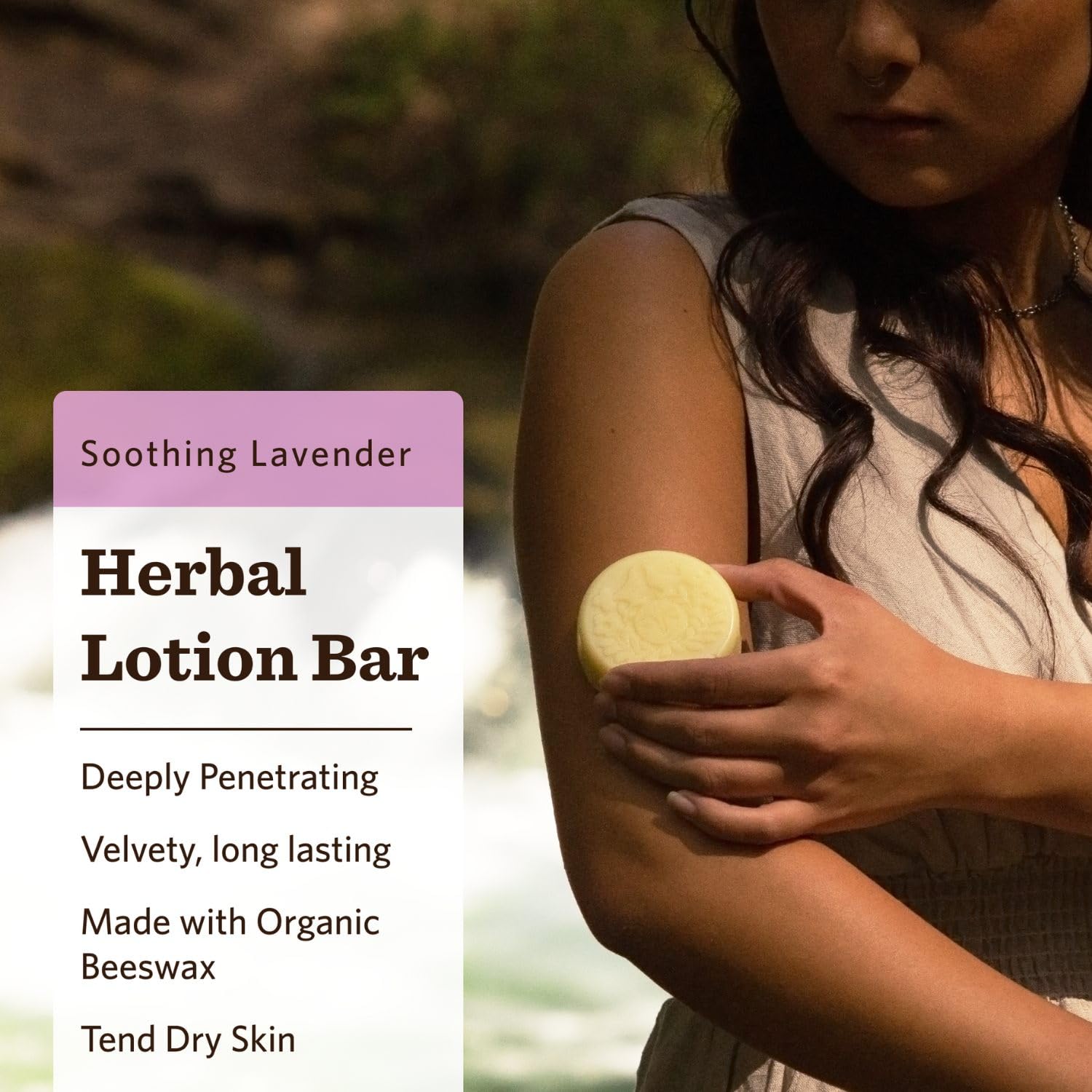 Moon Valley Organics Moon Melt Bar lavender heat-melt action demonstrates moisturization