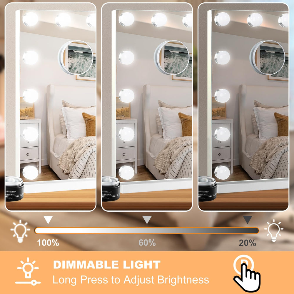 Moonee vanity mirror with 10X magnification reveals intricate beauty details.