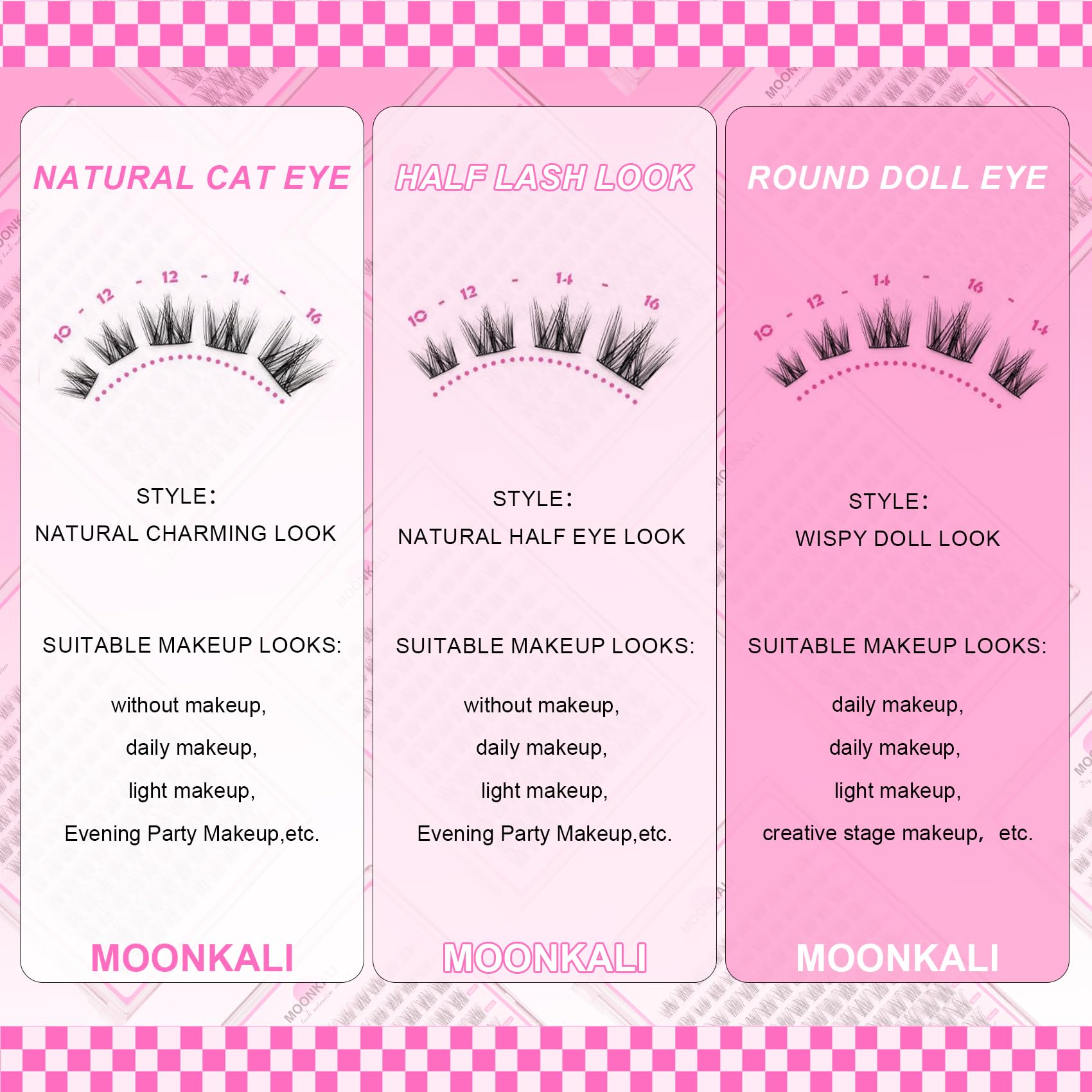 MOONKALI natural eye lash clusters mimicry closeup for seamless blend.