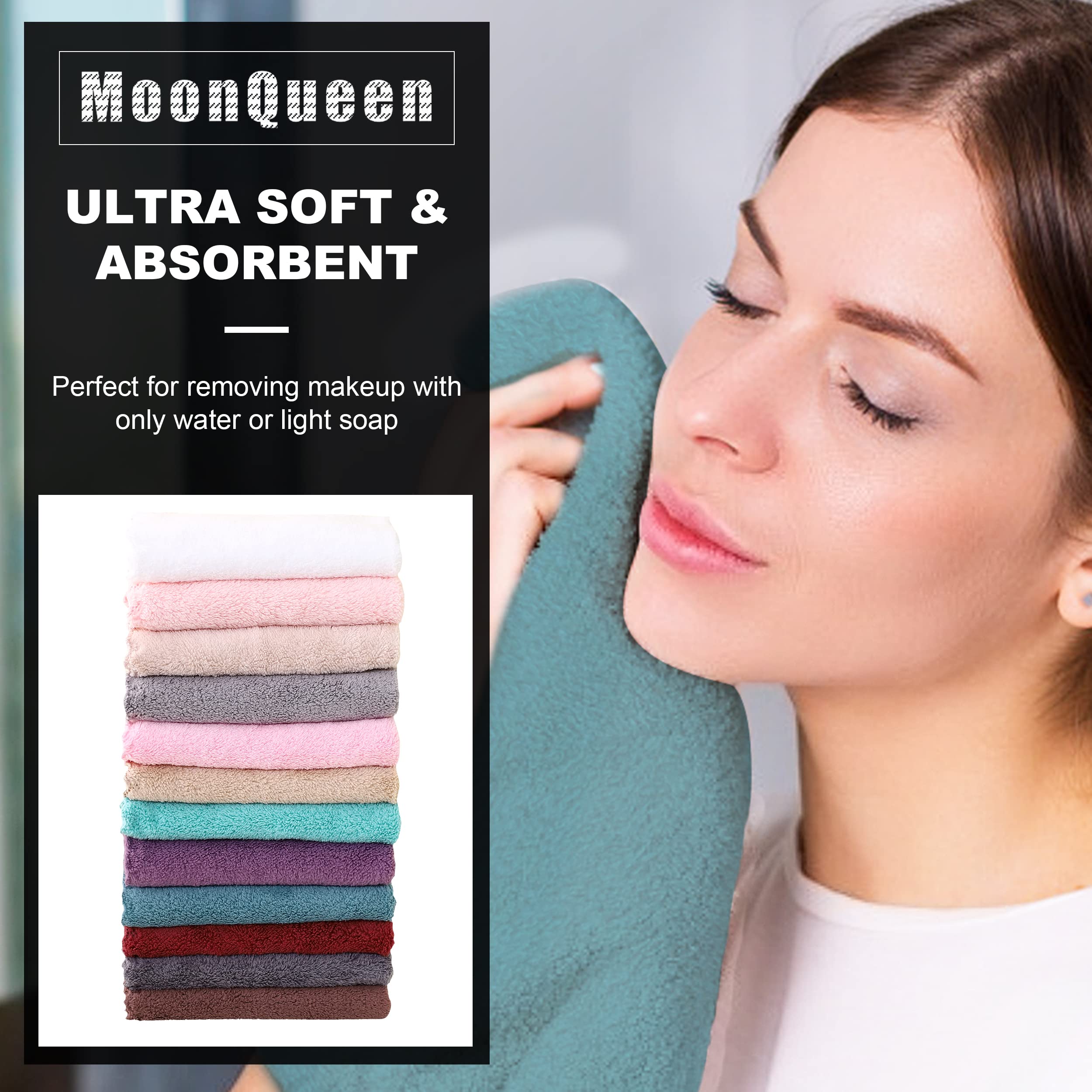 MOONQUEEN microfiber face cloth removes makeup with water-only convenience