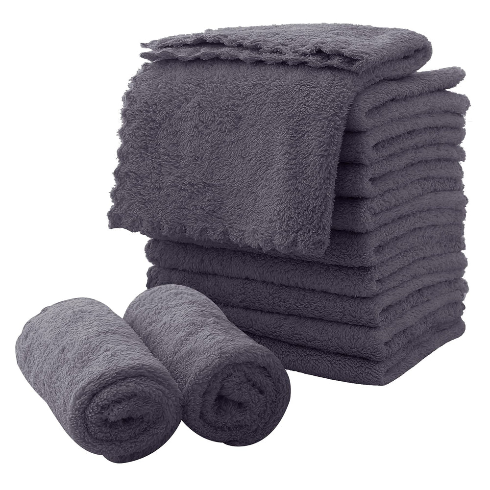 MOONQUEEN microfiber face cloths 12-pack in grey for gentle makeup removal.