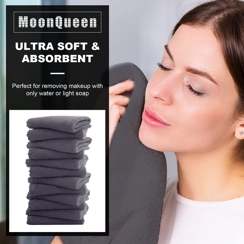 MOONQUEEN soft-absorbent facial cloths closeup grey texture for gentle cleansing.