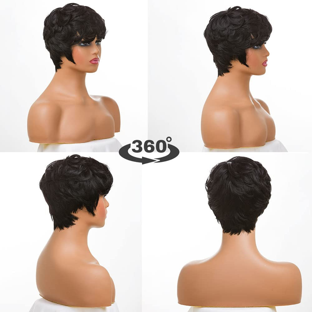MOONSHOW adjustable-cap wig with elastic lace cap ensures comfortable fit.