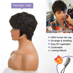 MOONSHOW human hair wig bangs closeup highlights 100% human hair styling flexibility.