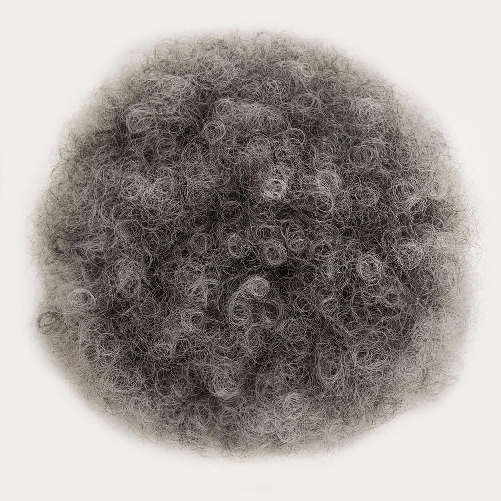 MOONSHOW Ombre Grey Afro Puff close-up shows soft, lightweight synthetic fibers.
