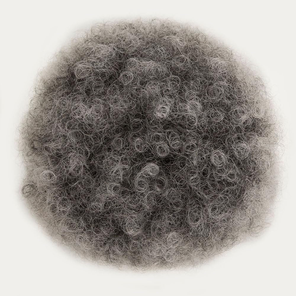 MOONSHOW Ombre Grey Afro Puff close-up shows soft, lightweight synthetic fibers.