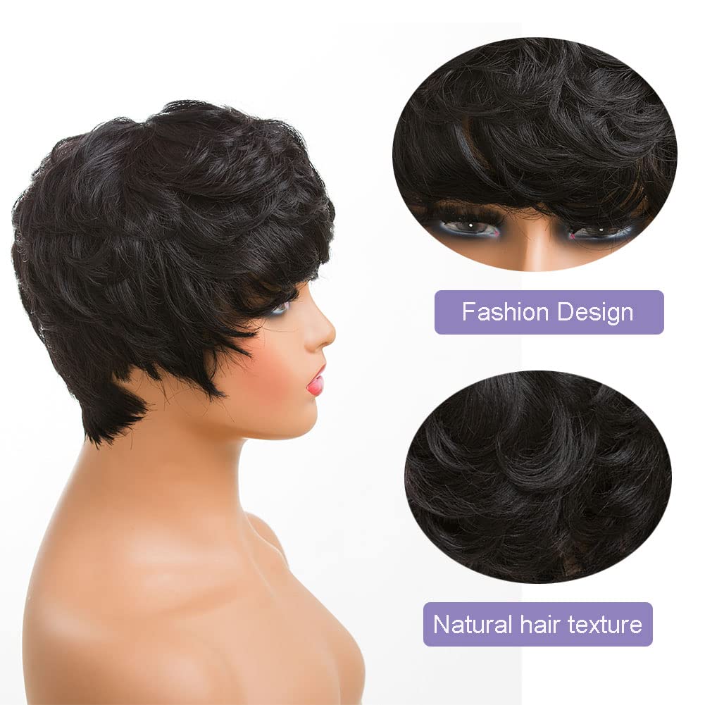 MOONSHOW pixie cut wig versatile style suitable for parties or everyday wear.
