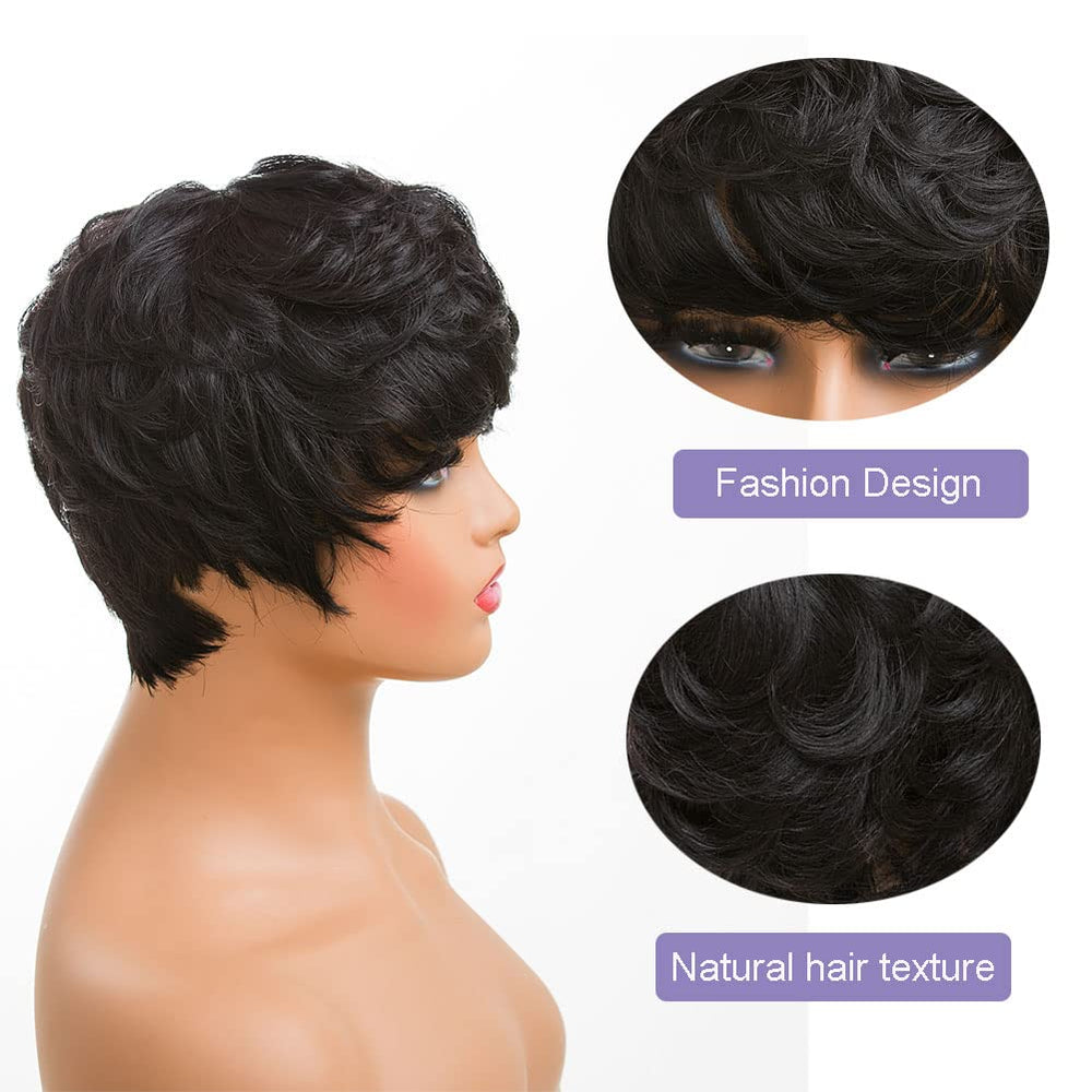 MOONSHOW pixie cut wig versatile style suitable for parties or everyday wear.