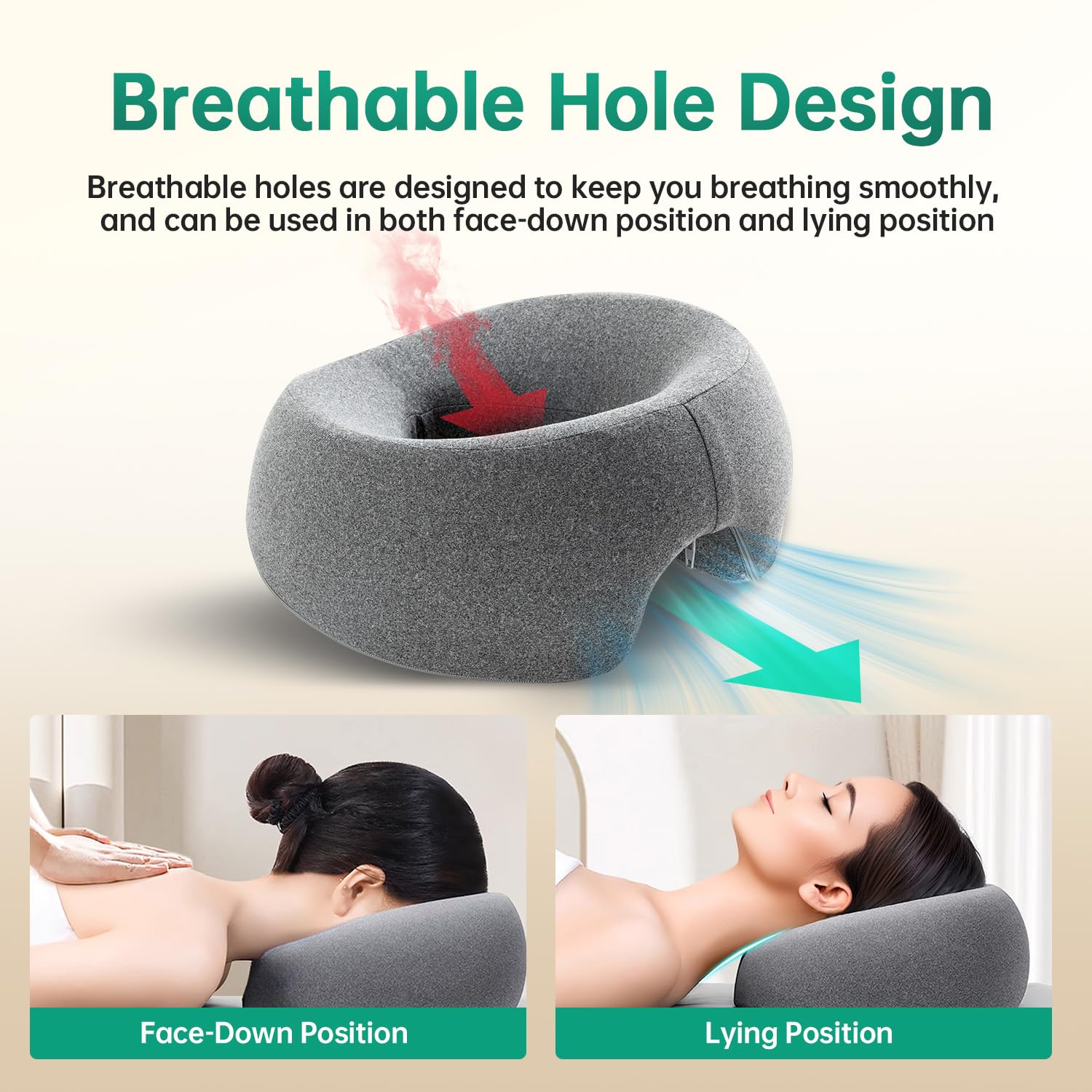 MOONYOOY Stomach-sleepers neck alignment pillow demonstrates ergonomic support.