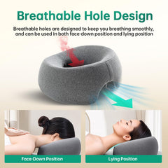 MOONYOOY Stomach-sleepers neck alignment pillow demonstrates ergonomic support.