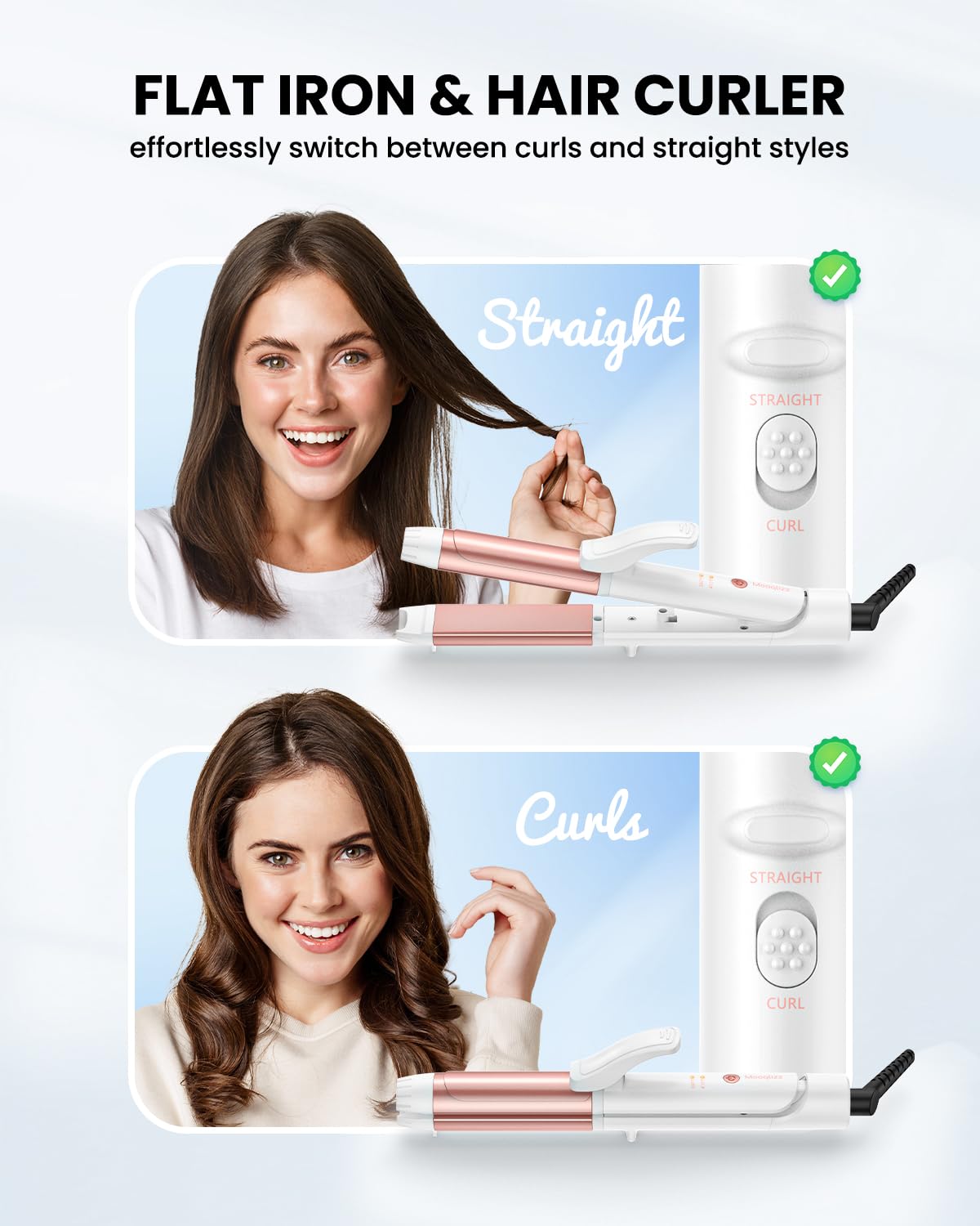 Mooqlizz European plug included for international travel readiness.