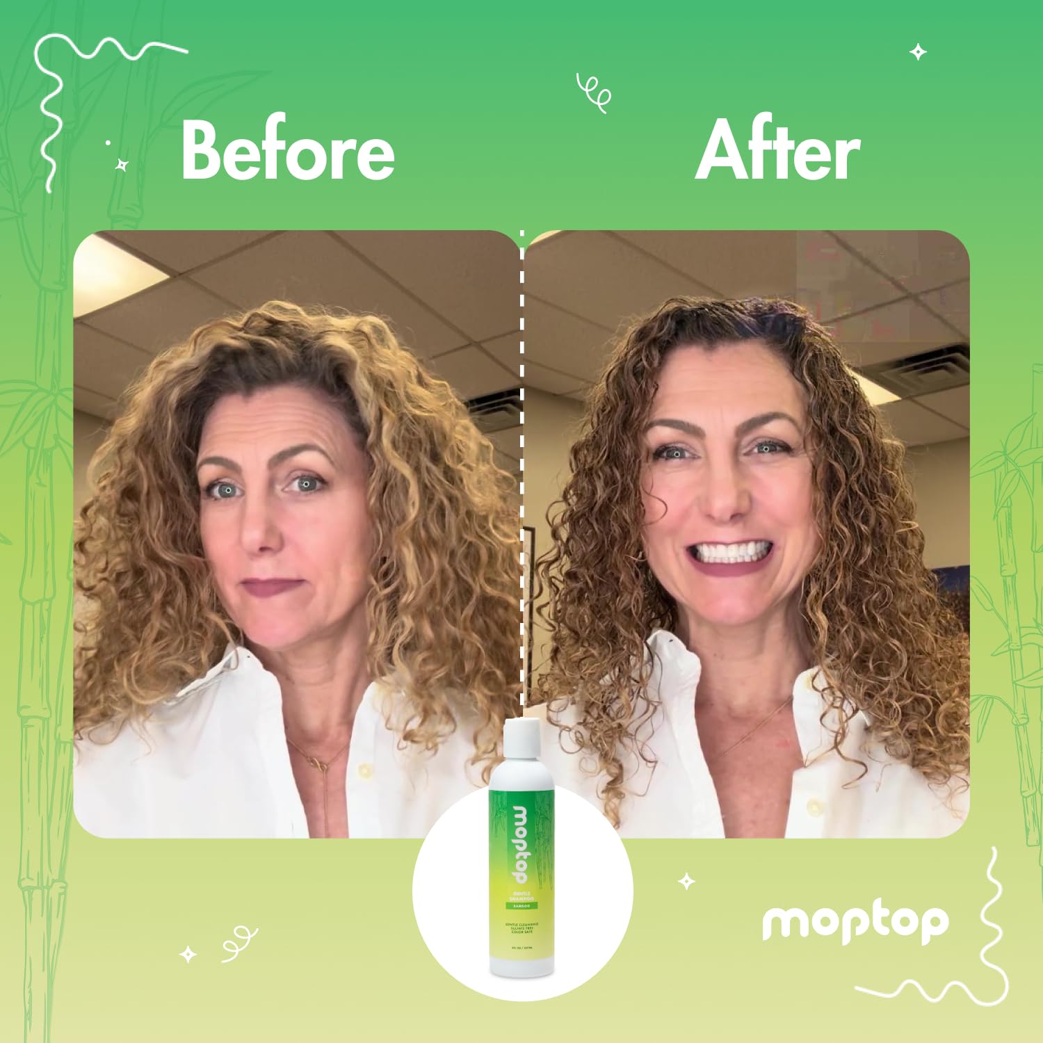 MopTop color-treated safe shampoo helps maintain softness and vibrancy
