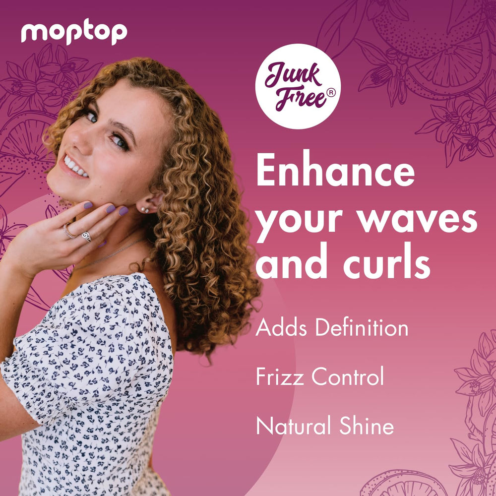 MopTop Curl Enhancer applied to wet hair for even distribution and curl activation