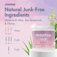 MopTop Curly Hair Gel Custard applied to wet hair shows root-to-tip styling ease