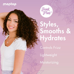MopTop Curly Hair Gel Custard on wet curls helps tame frizz and boost definition