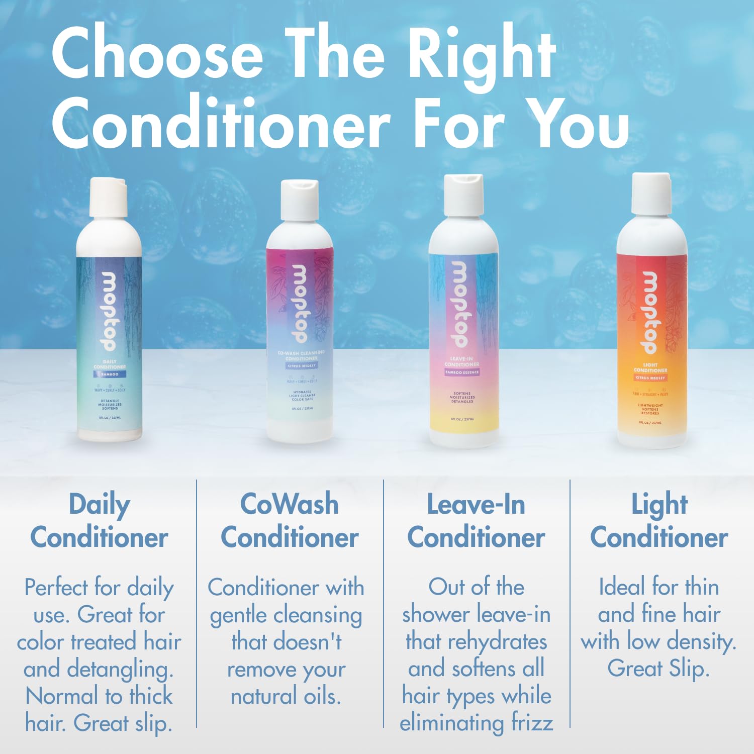 MopTop hair-after-use shows noticeable shine and softness across curls.