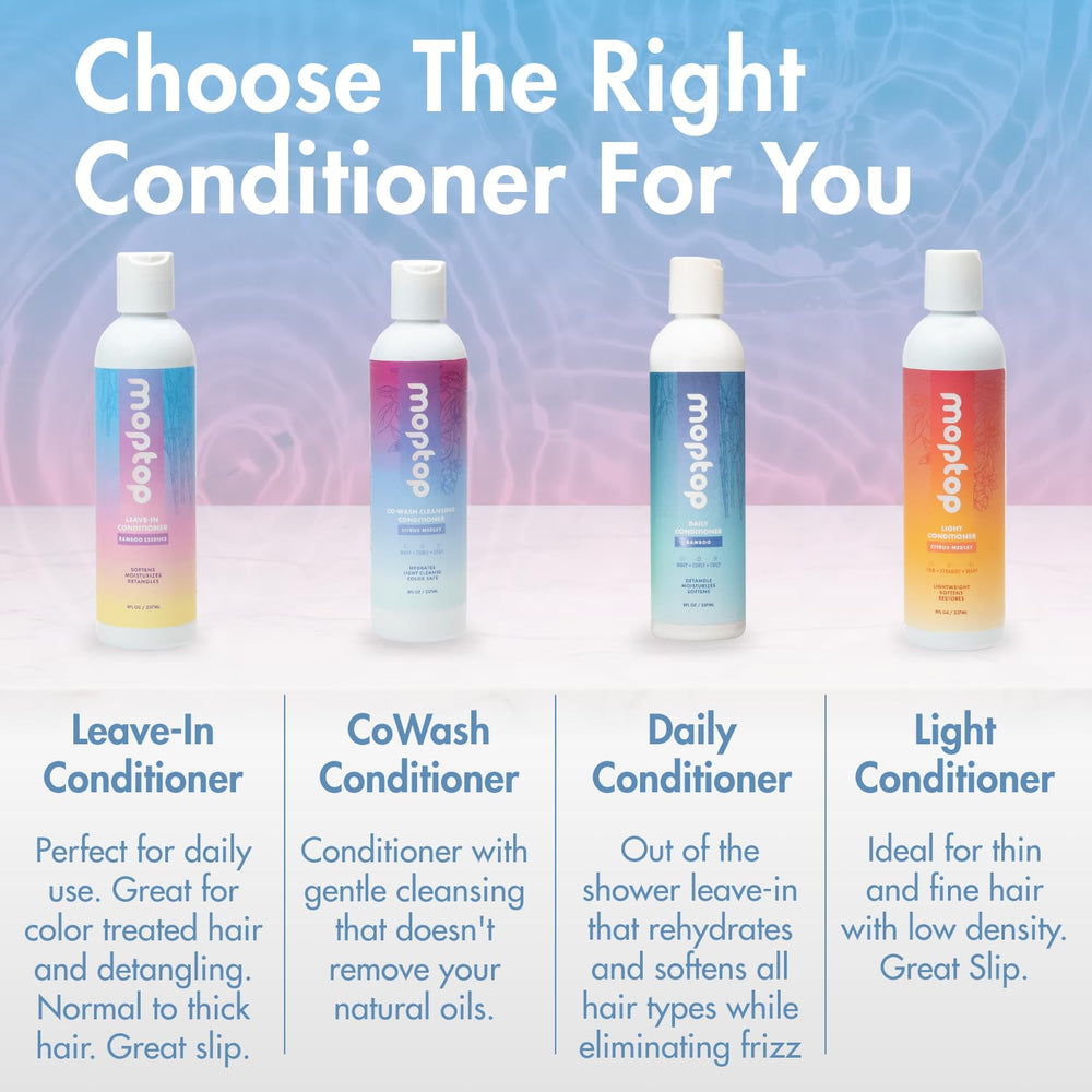 MopTop Leave-In Conditioner coconut oil close-up—delivers moisture and softness.