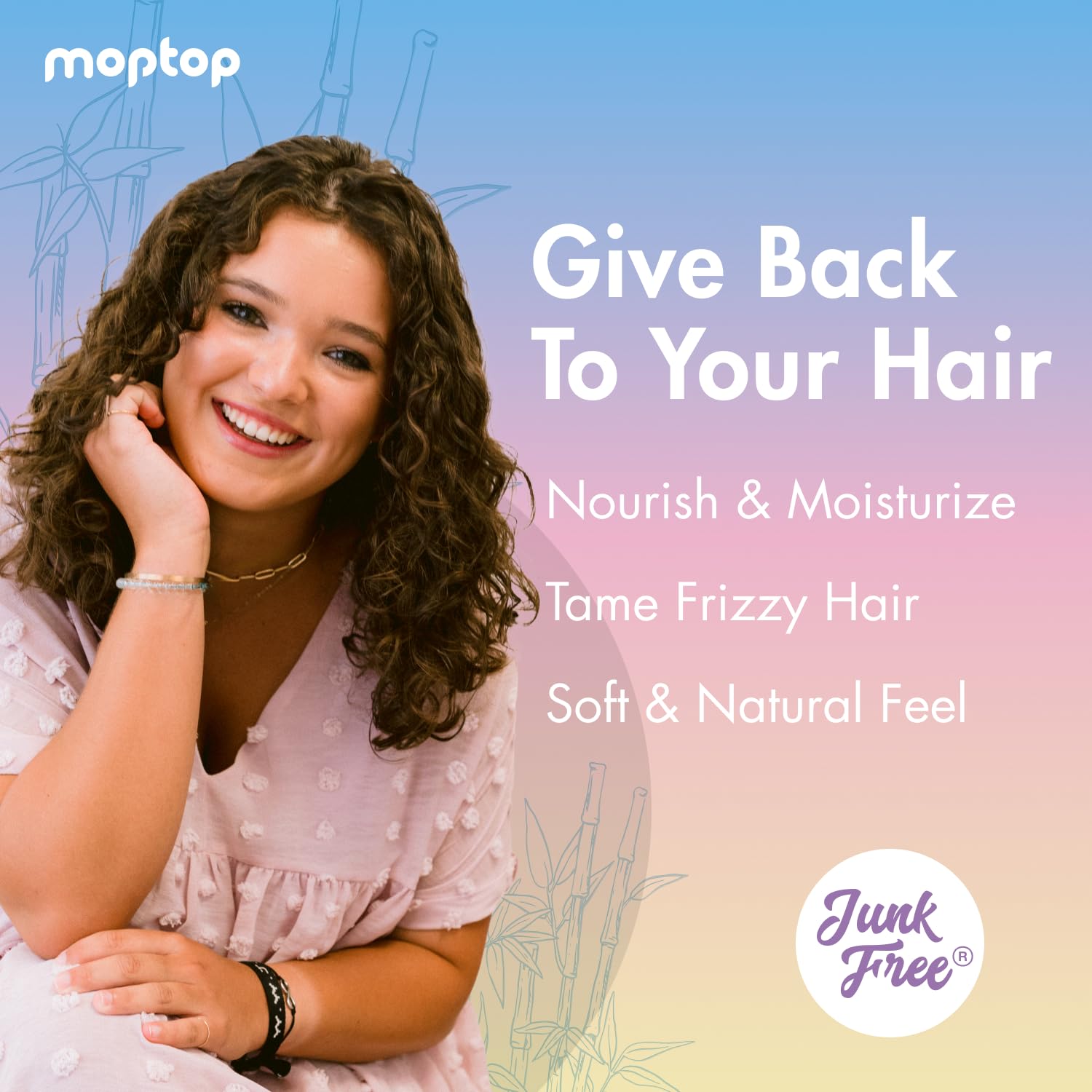 MopTop Leave-In Conditioner dispensing pump—easy, mess-free application for all textures.