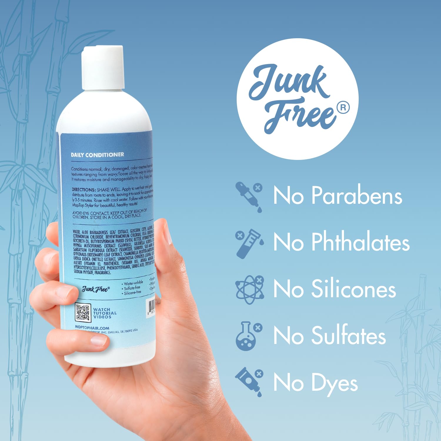 MopTop water-friendly routine image encourages easy daily upkeep for curly textures.