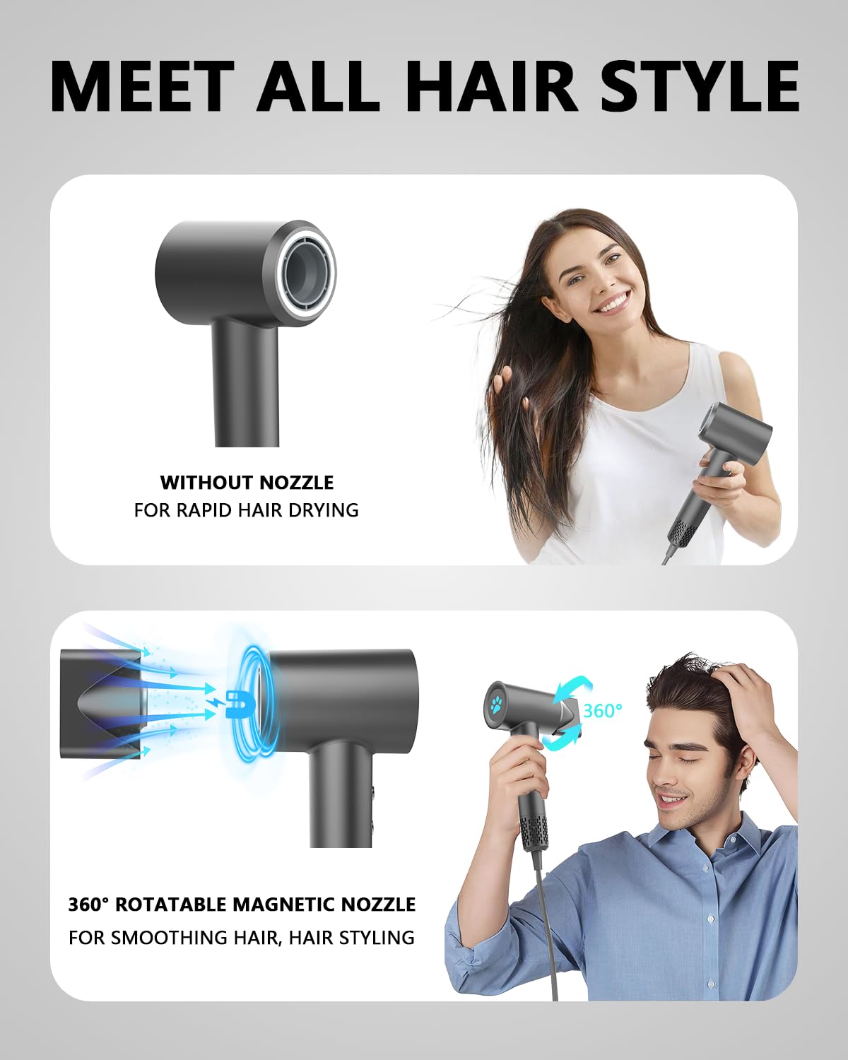 MORECOO Hair Dryer memory-mode saves preferred settings for faster styling