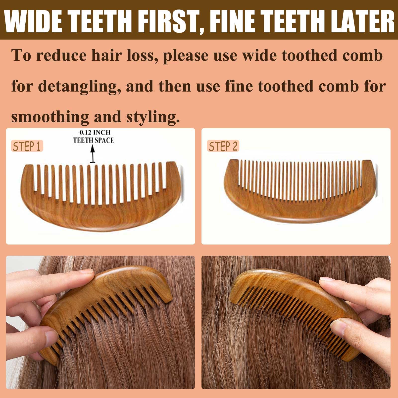 Moreinday green sandalwood hair frizz-free comb demonstrates static-free styling