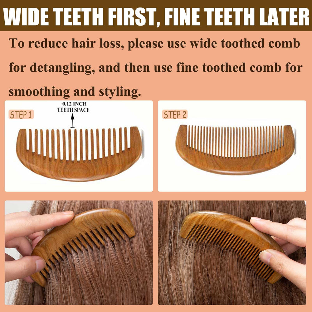Moreinday green sandalwood hair frizz-free comb demonstrates static-free styling