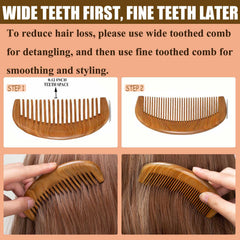 Moreinday green sandalwood hair frizz-free comb demonstrates static-free styling