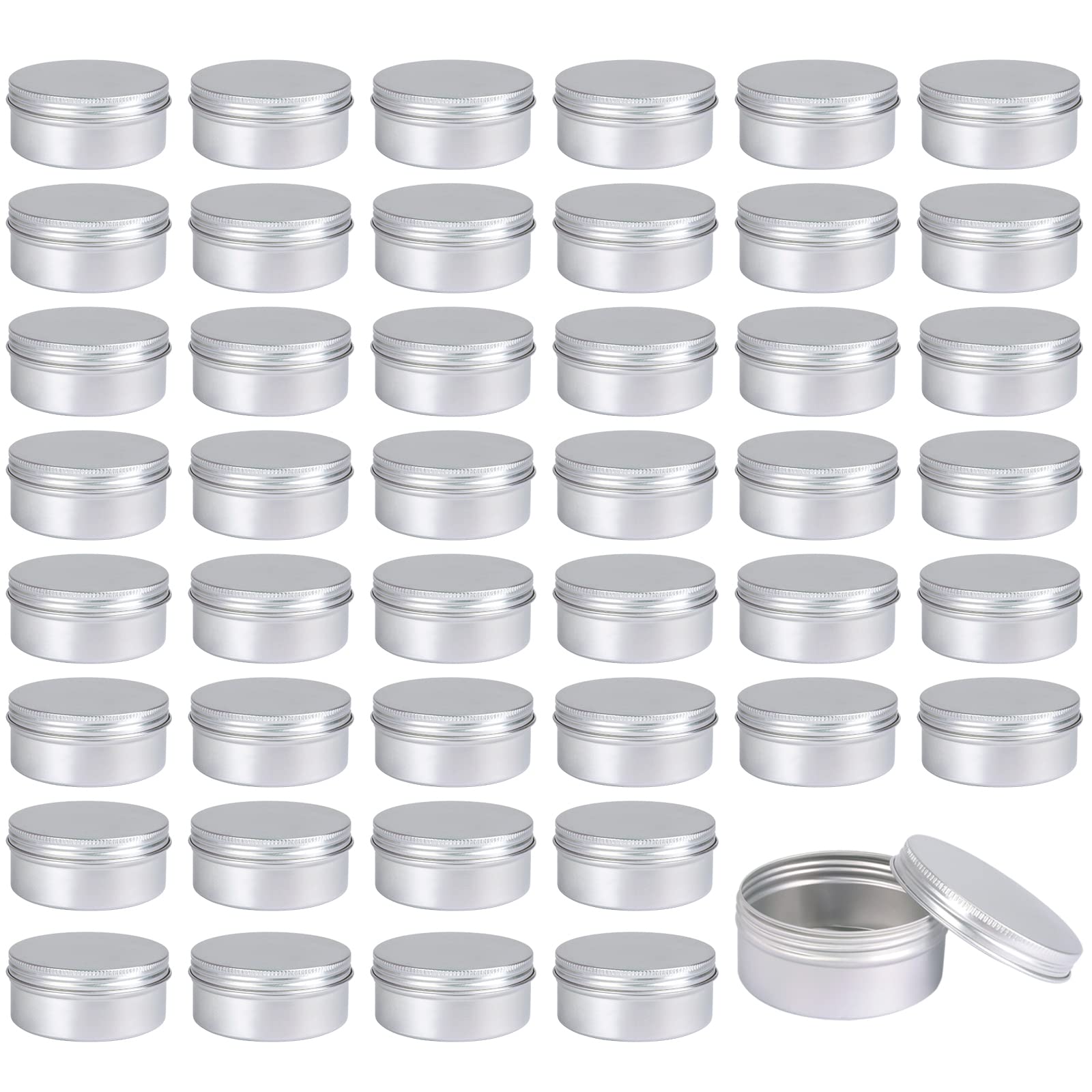 Moretoes 45-pack tins front view, sturdy aluminum for easy DIY storage