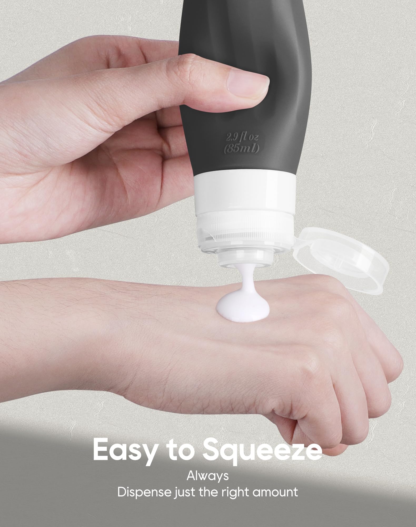 Morfone BPA-free silicone material ensures safe, flexible storage for toiletries.