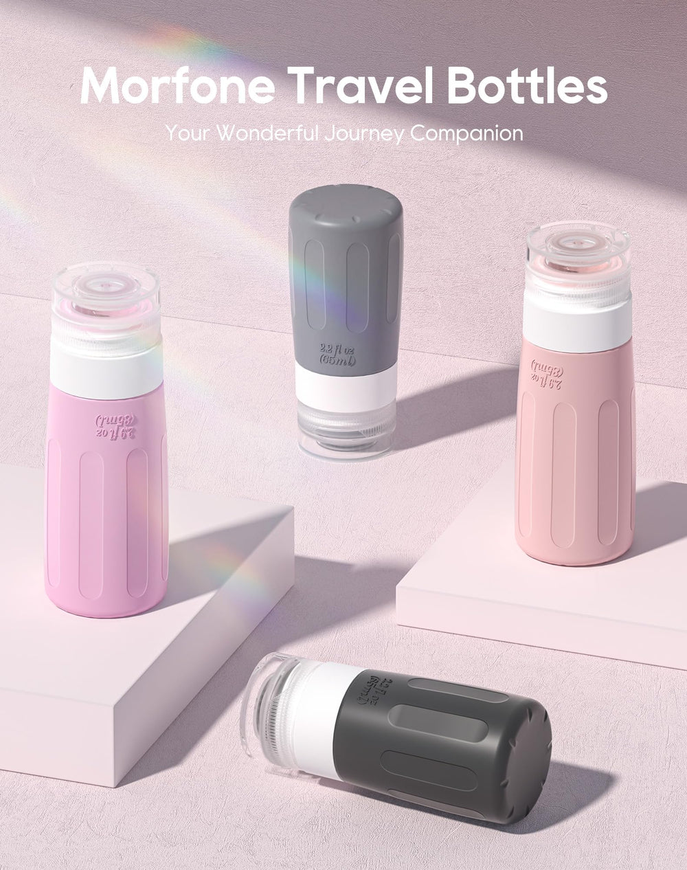 Morfone leakproof silicone bottles cap close-up for spill-free travel