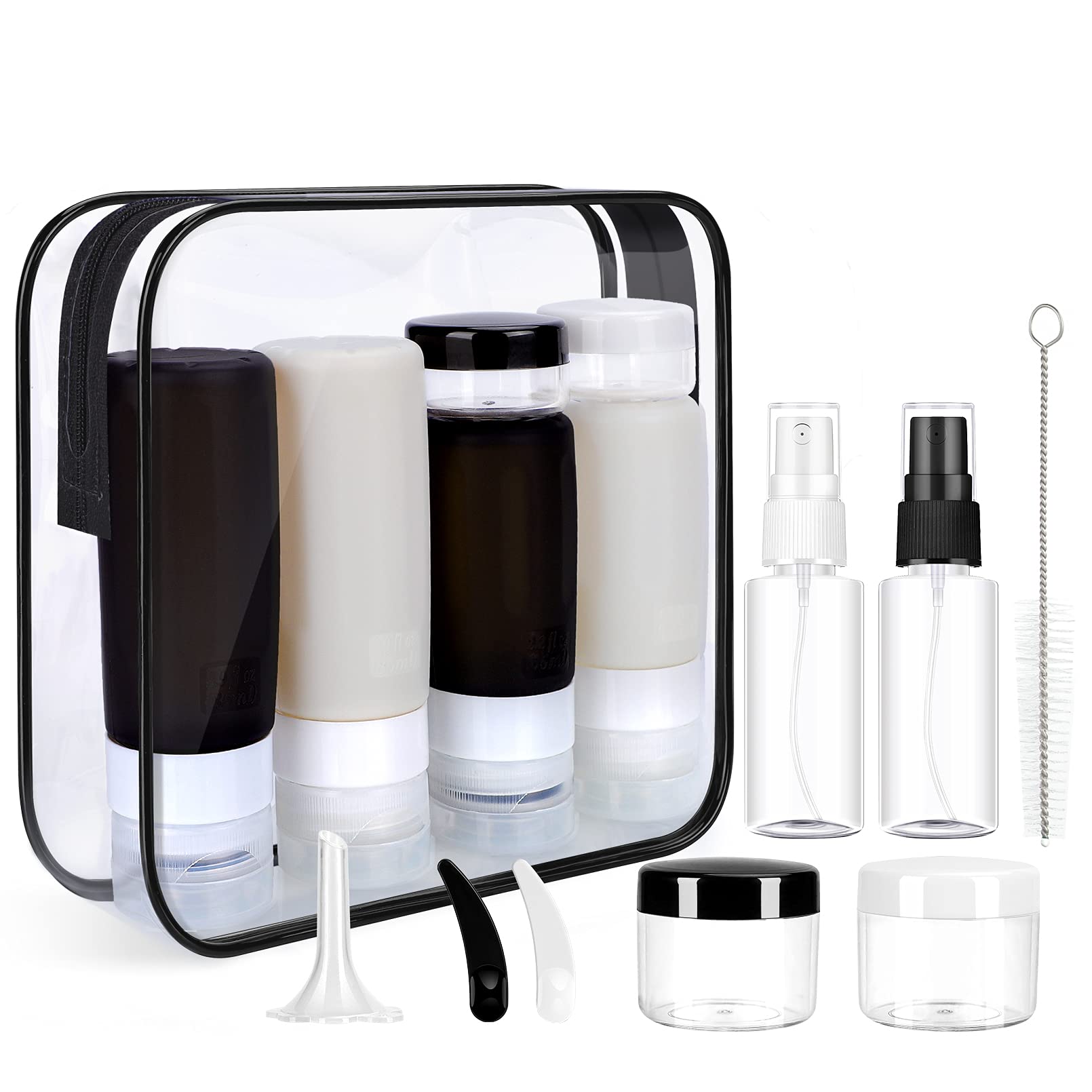 Morfone silicone travel bottles close-up shows 2oz and 3oz options for compact packing.