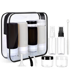 Morfone silicone travel bottles close-up shows 2oz and 3oz options for compact packing.