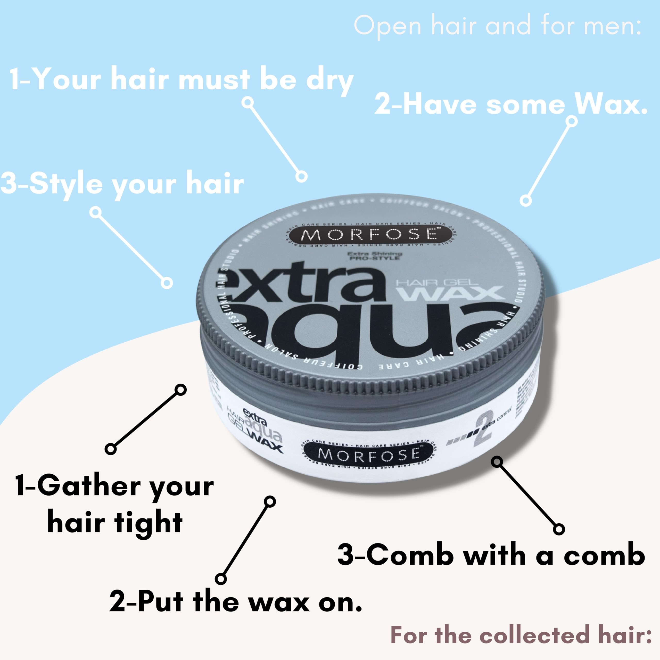 Morfose Extra Aqua Hair Gel Wax flexible hold supports braids and textured styles