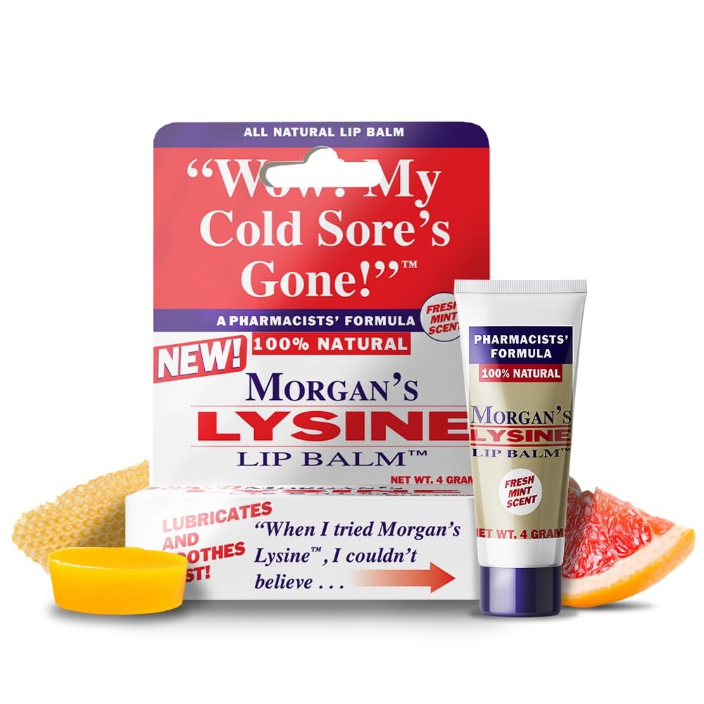 Morgan's Lysine Lip Balm in easy-open packaging for quick lip care