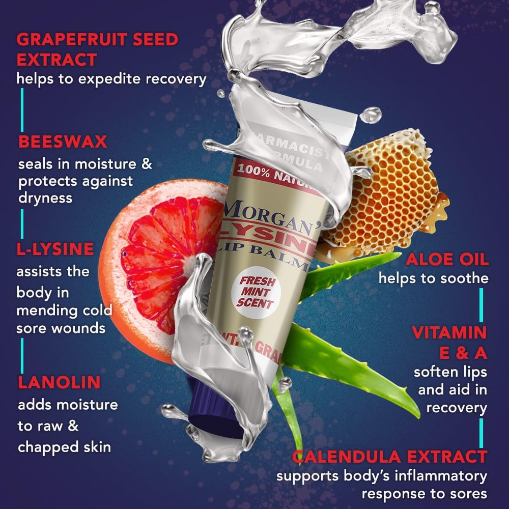 Morgan's Lysine Lip Balm mint scent for refreshing use